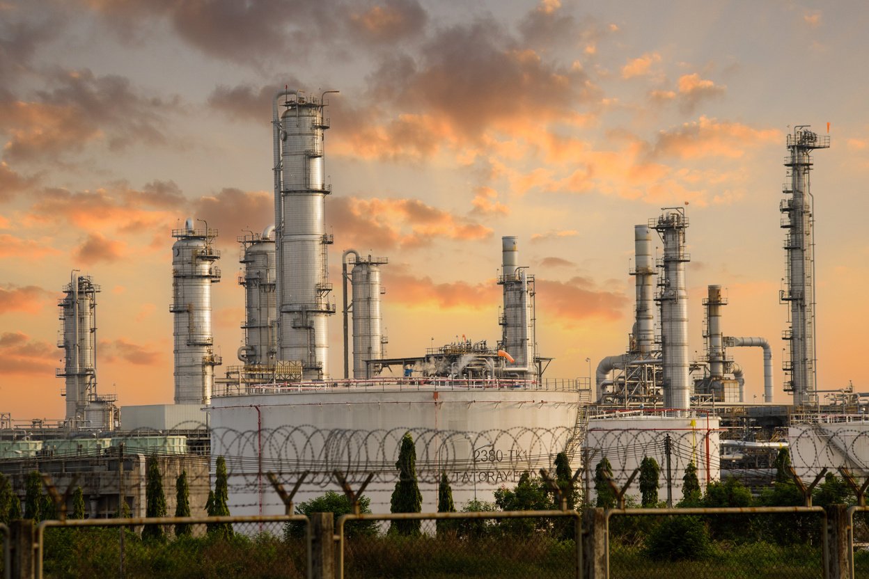 Oil and Gas Industrial zone,The equipment of oil refining,Close-up of industrial pipelines of an oil-refinery plant,Detail of oil pipeline with valves in large oil refinery.